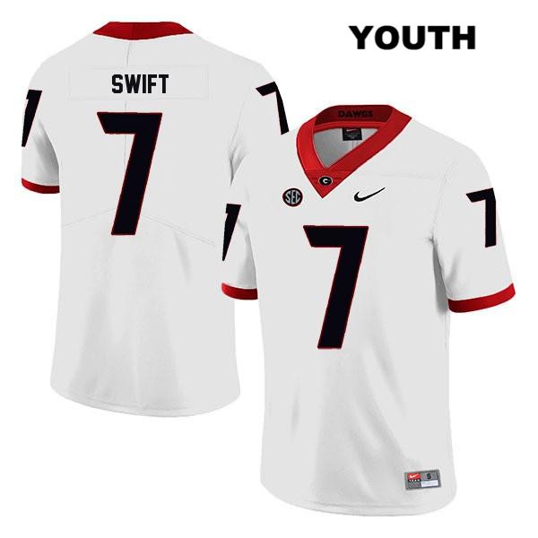 Georgia Bulldogs Youth D'Andre Swift #7 NCAA Legend Authentic White Nike Stitched College Football Jersey YLP6056AC